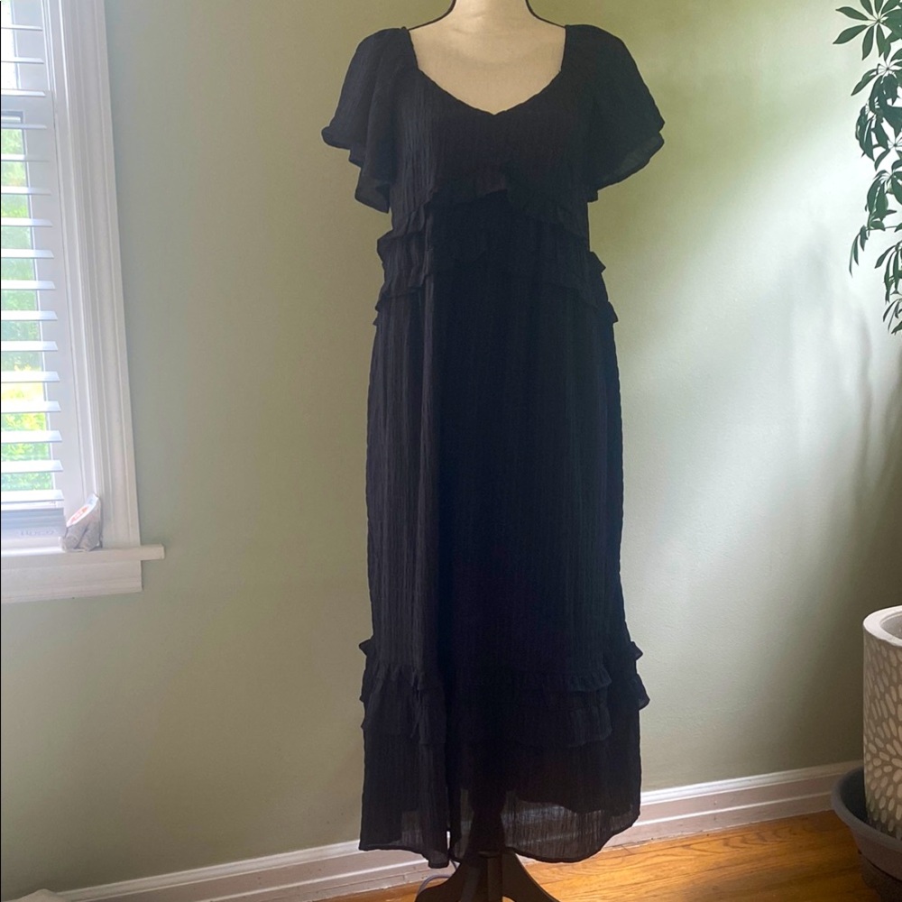 Black Ruffled Tiered Maxi Sundress